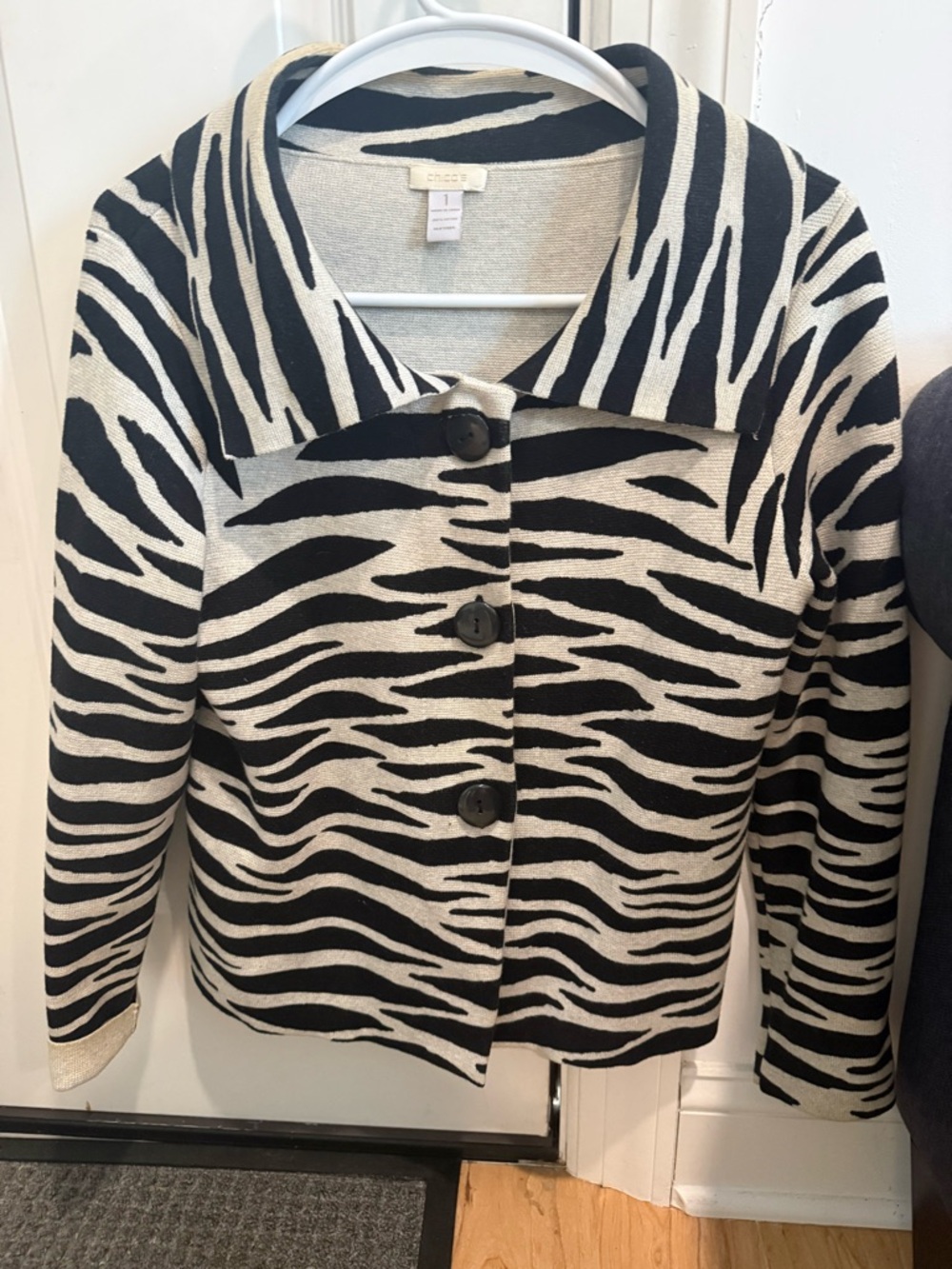 Vintage Chico's Zebra-Print Button Front Jacket